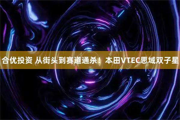 合优投资 从街头到赛道通杀！本田VTEC思域双子星